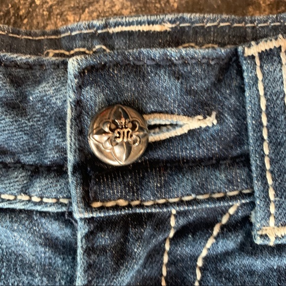 MISS ME Flare leg Denim Thick Stitch Jeans w/ fab sequin, design, Size 27 - Picture 7 of 11